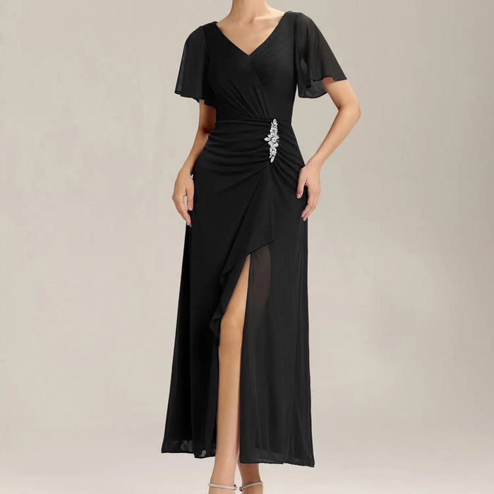 Ever-Pretty Dress Holiday Dress, Flowy Maxi Dress , V - Neck, Flutter Sleeves & Draped Skirt , Formal Dress,Evening Dress,Party Dress 02323